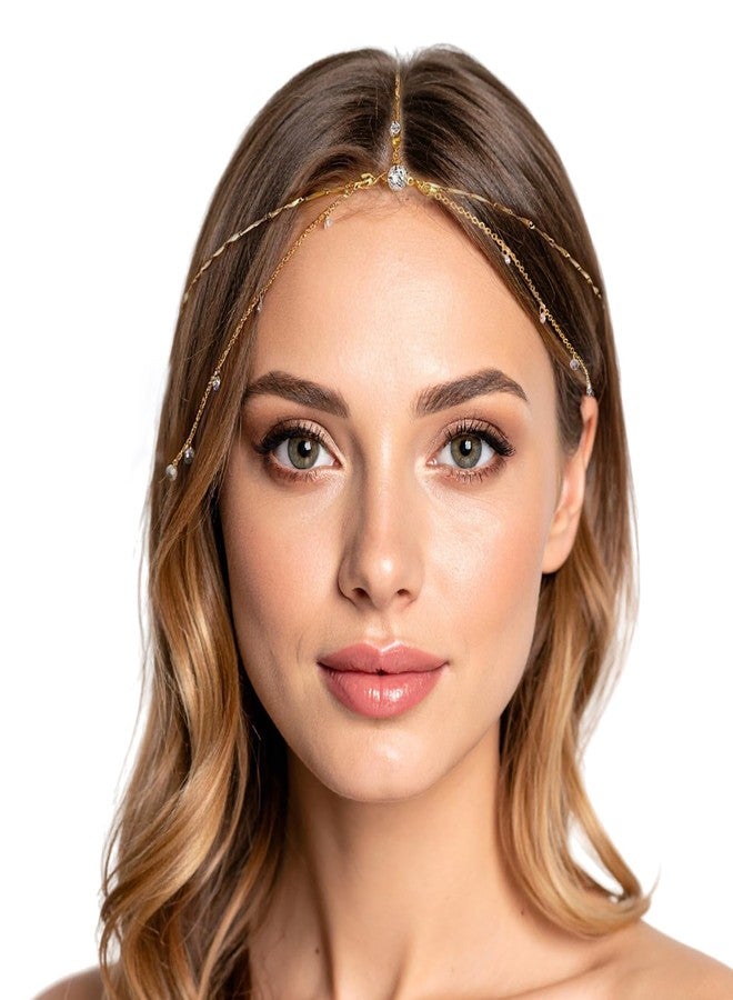 HaiFafafaing Rhinestone Head Chain, Gold Layered Bridal Headpiece, Wedding Hair Accessories, Bohemian Crystal Head Jewelry for Women - Image 1